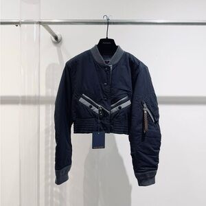 🚩steal Louis Vuitton Black Cropped Bomber Jacket with Reflective Trim